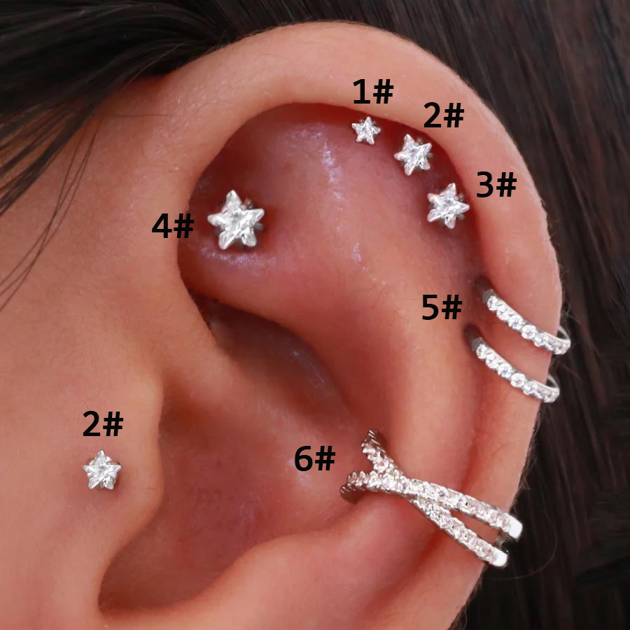Body Jewelry Trend - Helix Piercing Star ต่างหูผู้หญิง 1 PC