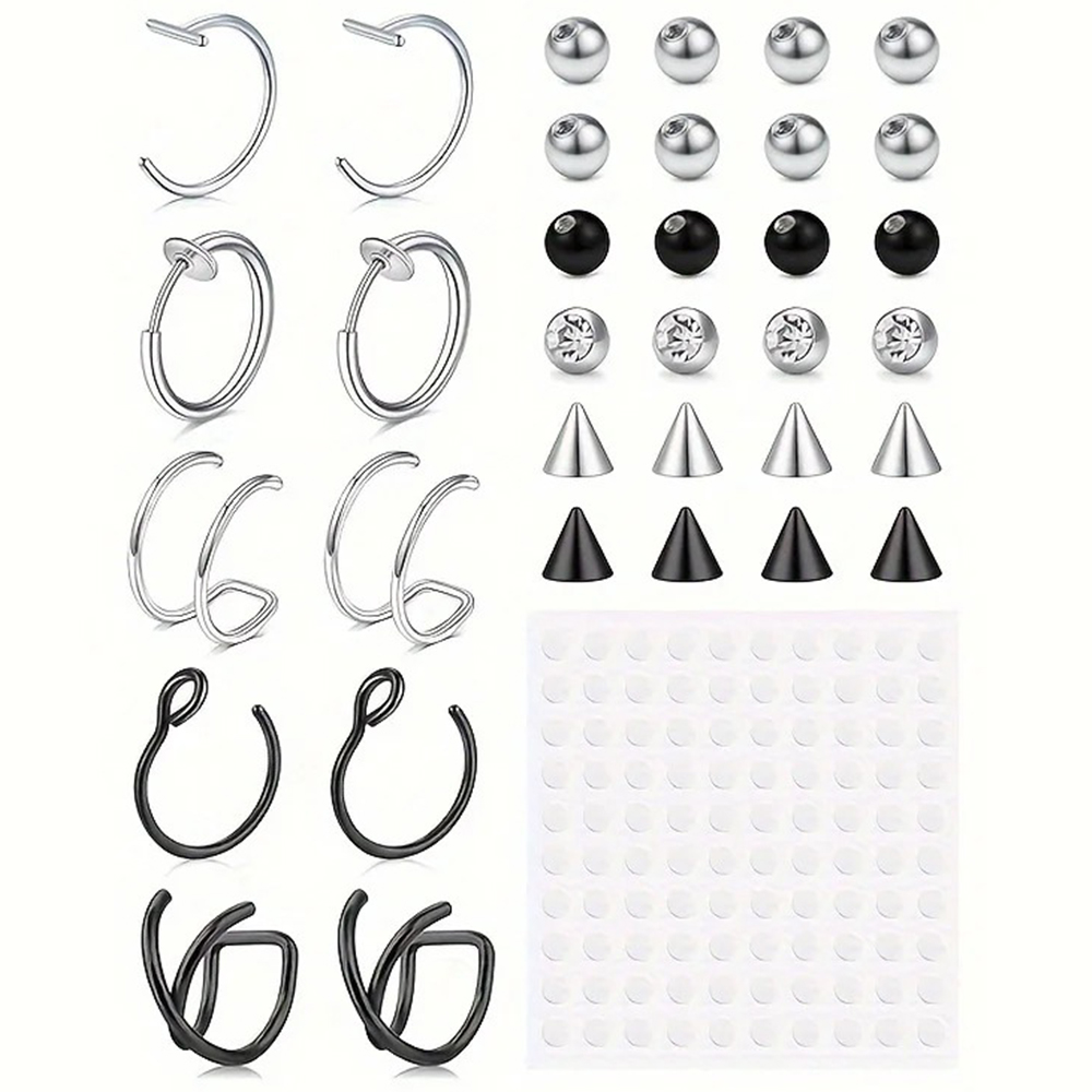 Body Jewelry Rings - เครื่องประดับเจาะปลอม แหวนเจาะปากปลอม แหวนเจาะจมูกปลอม ห่วงเจาะปลอม แหวนเจาะลายกัดงูปลอม แหวนเจาะคิ้วปลอม