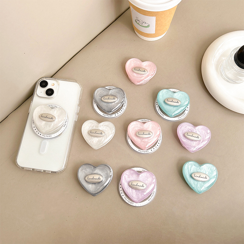 Daith Heart Ring - ที่จับโทรศัพท์แบบมีลายเปลือกหอยสไตล์เกาหลี INS พร้อมลายหัวใจ ที่จับอเนกประสงค์สำหรับ iPhone และ