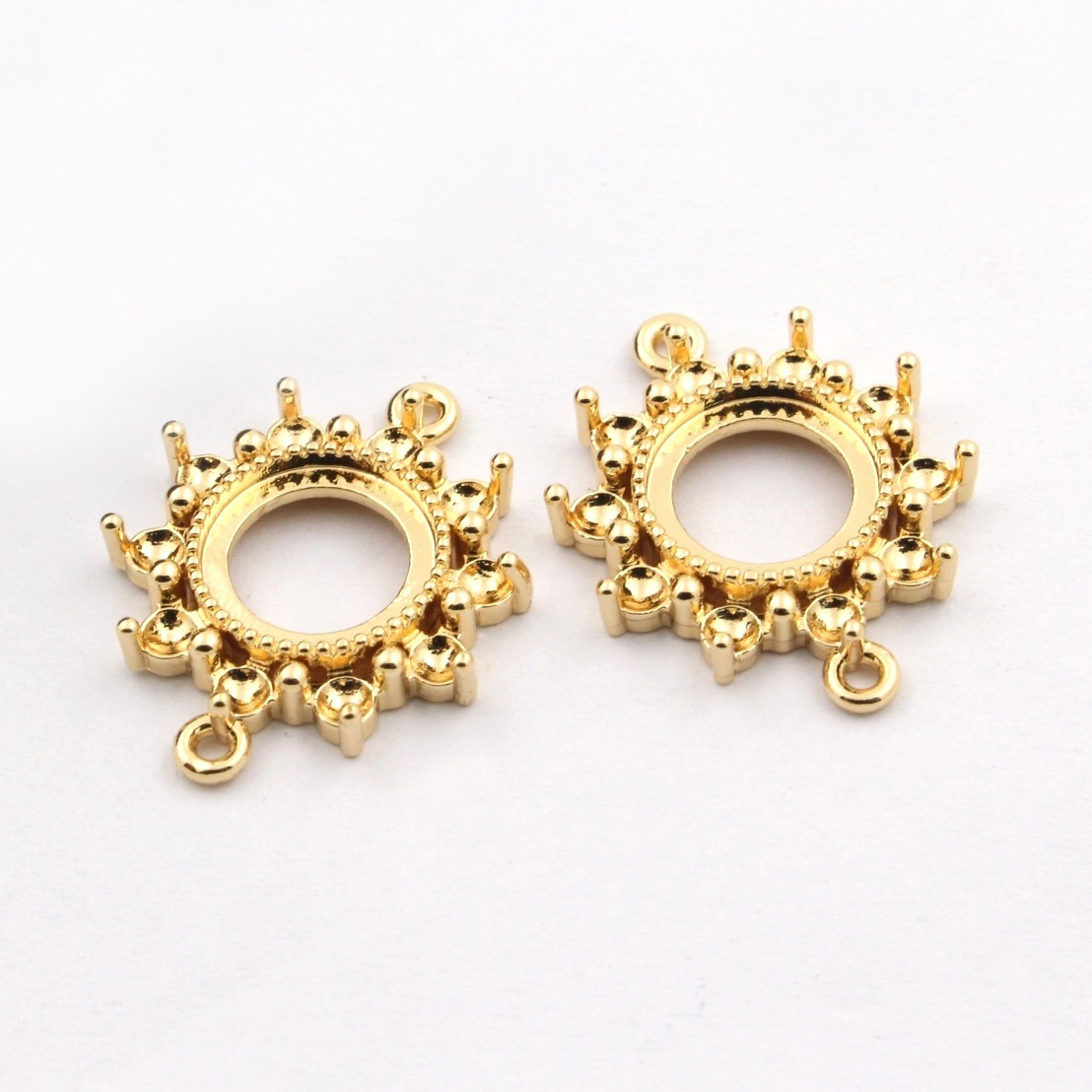 Body Jewelry Top - ตัวเชื่อมจี้แบบเปิดด้านหลัง ทำจากทองเหลืองคุณภาพสูง 20 ชิ้น ฐานมงกุฎแข็งแรง สำหรับใส่จี้วงกลมขนาด