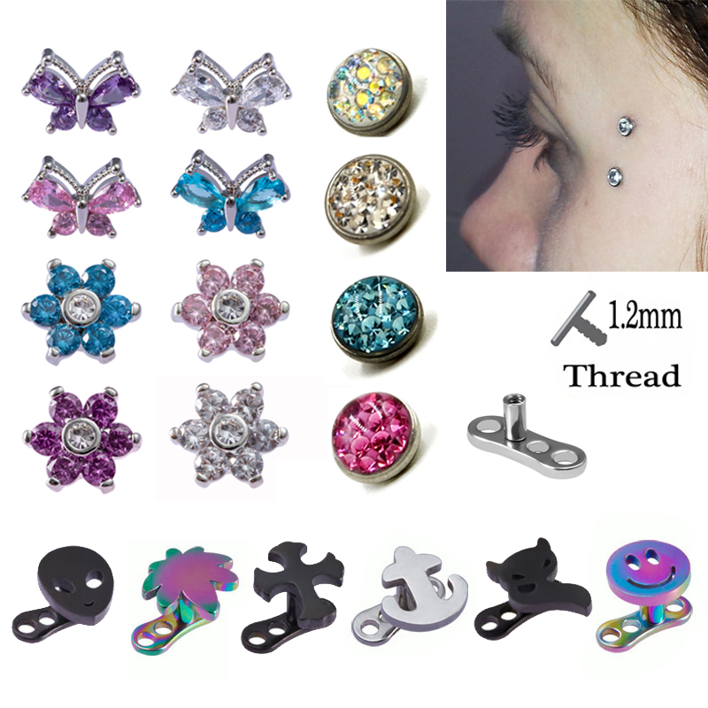 Body Jewelry Implants - 1PC Dermal Anchor TOP Piercing Skin