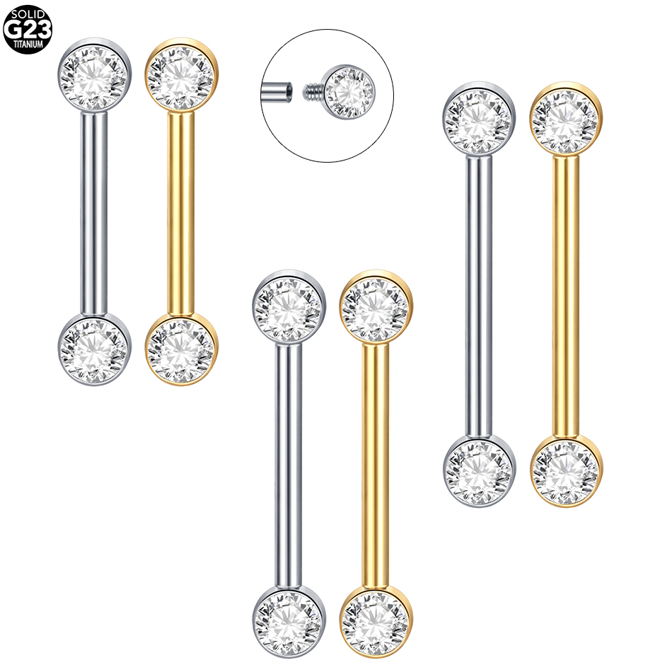 Body Jewelry Implants - 1/5Pcs Implant เกรดไทเทเนียมเจาะหัวนม Barbell CZ ชุดปลายบอลภายในด้ายหัวนมเจาะผู้หญิงเครื่องประดับ