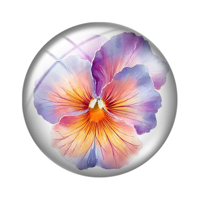 จี้แก้วคาโบชองลายดอกแพนซีสีน้ำ - Body Jewelry Top บทวิจารณ์และราคา