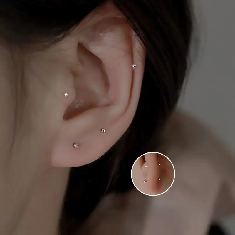 2pcs หูเจาะเข็มเงิน EAR Stick  - Body Jewelry Implants บทวิจารณ์และราคา