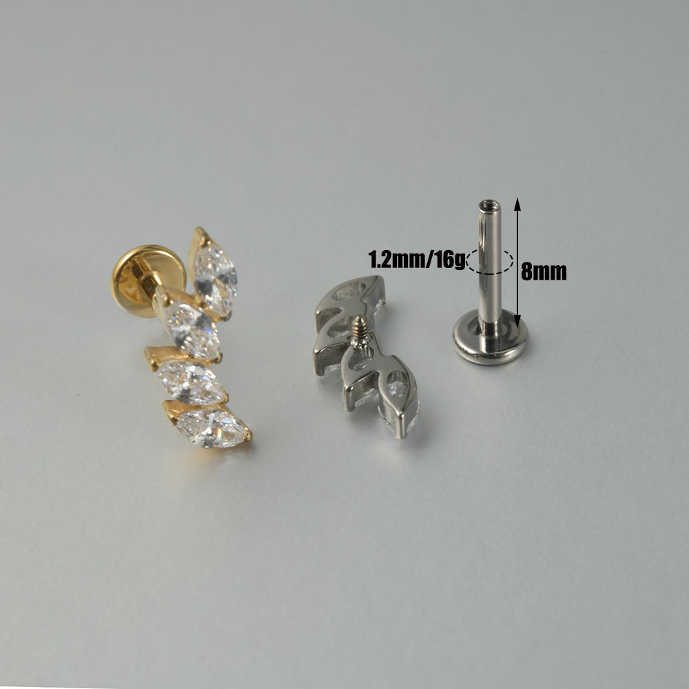 1PC Zircon G23 ไทเทเนียมต่างหู - Cluster Stud Ear บทวิจารณ์และราคา