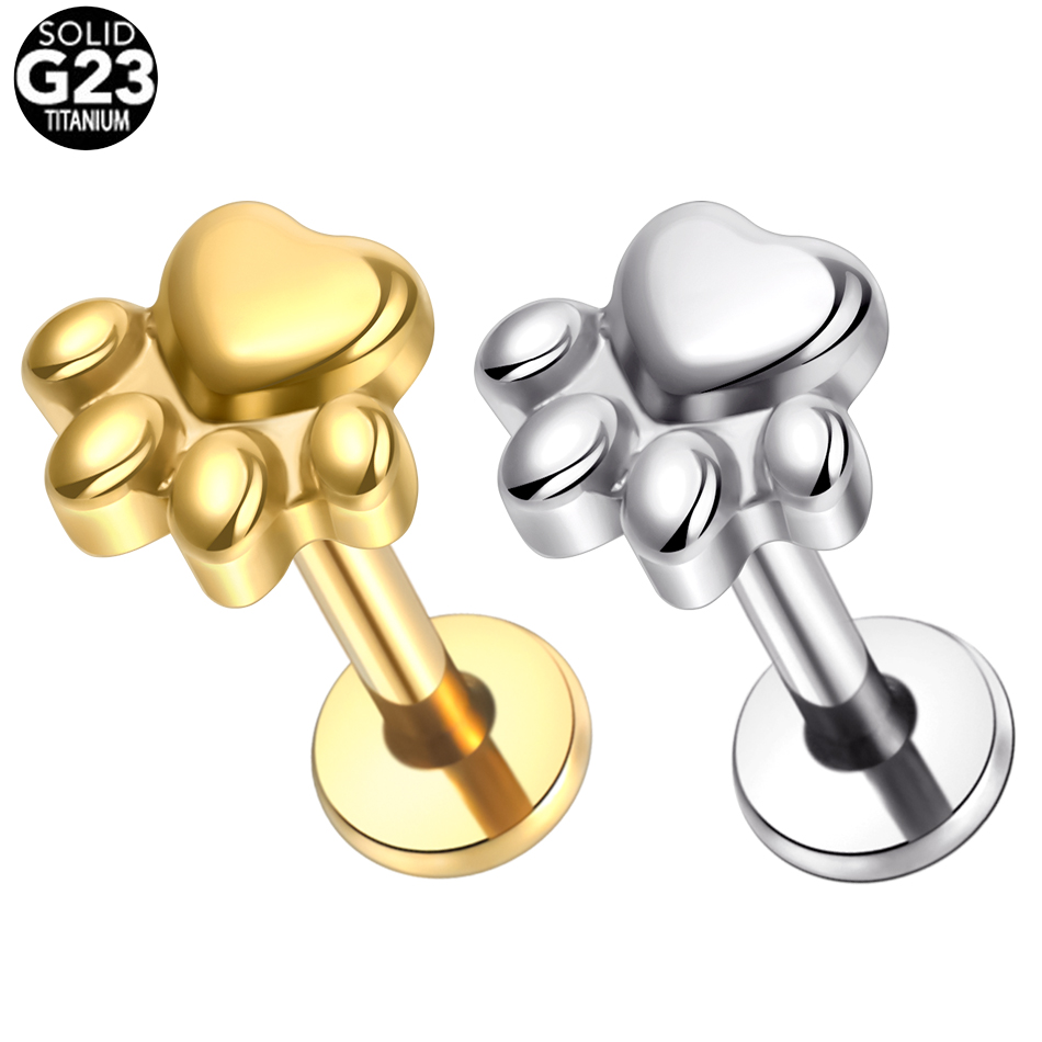 1ชิ้นต่างหูเม็ดกลมพิมพ์อุ้งเท้ - Body Jewelry Implants บทวิจารณ์และราคา