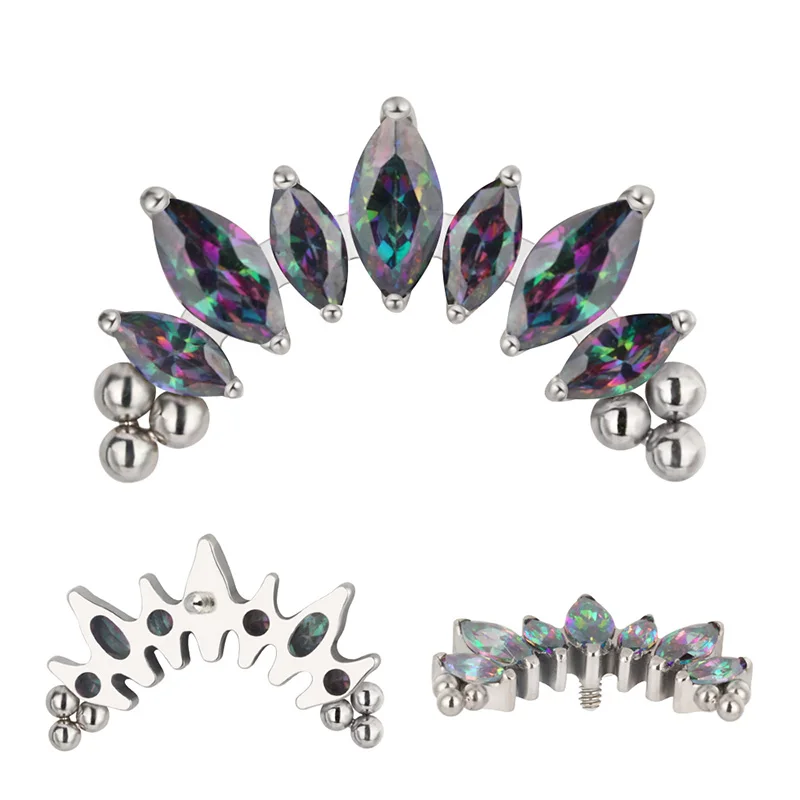 ASTM F136 ไทเทเนียม PIERC 7 CZ - Cluster Stud Ear บทวิจารณ์และราคา