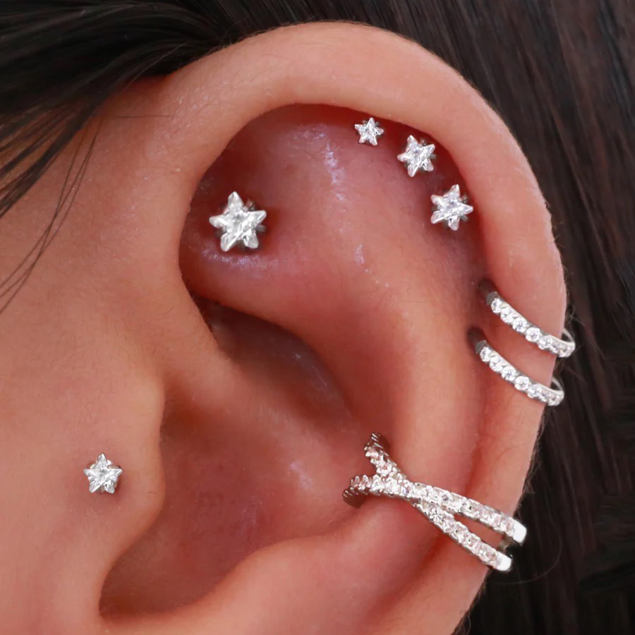 Helix Piercing Star ต่างหูผู้ห - Body Jewelry Trend บทวิจารณ์และราคา
