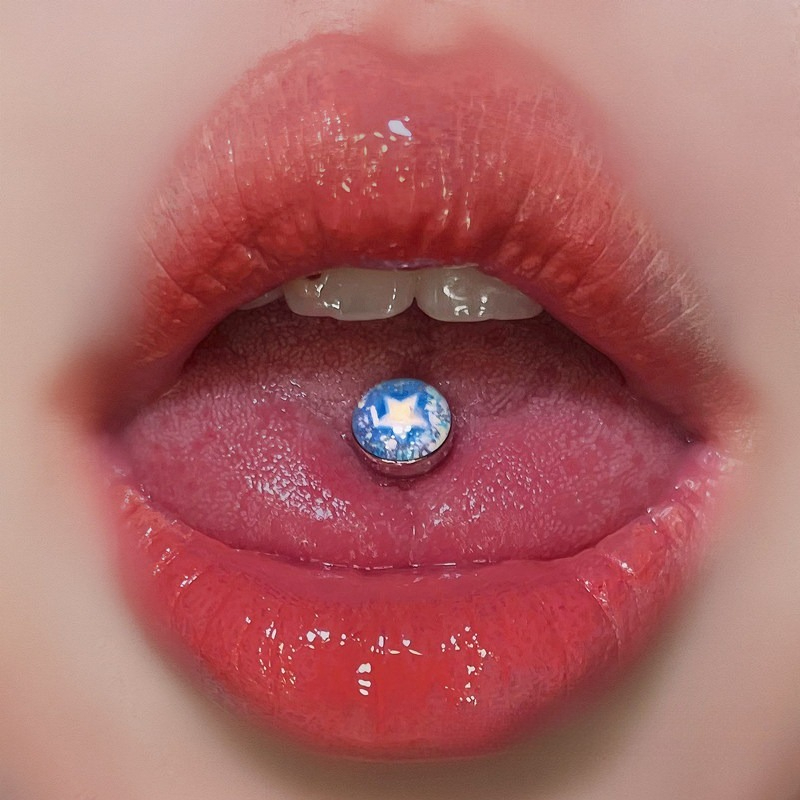 จิวเสียบลิ้นรูปดาวสีฟ้า สแตนเล - Body Jewelry Unique บทวิจารณ์และราคา