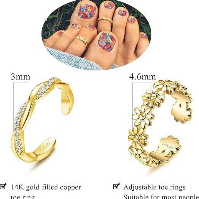 แหวนทองชุบ 14K ประดับเพทายปรับ - Body Jewelry Rings บทวิจารณ์และราคา