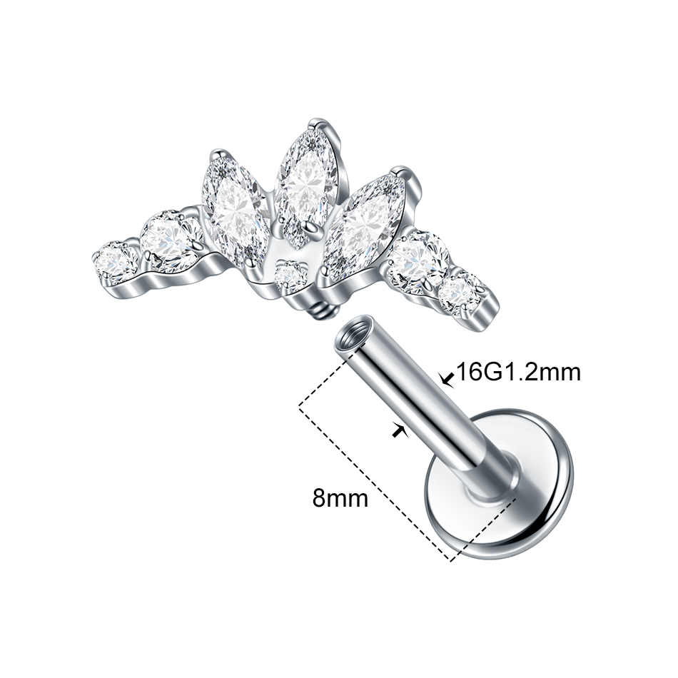 1/5Pcs G23 ไทเทเนียมหู Labret  - Cluster Stud Ear บทวิจารณ์และราคา