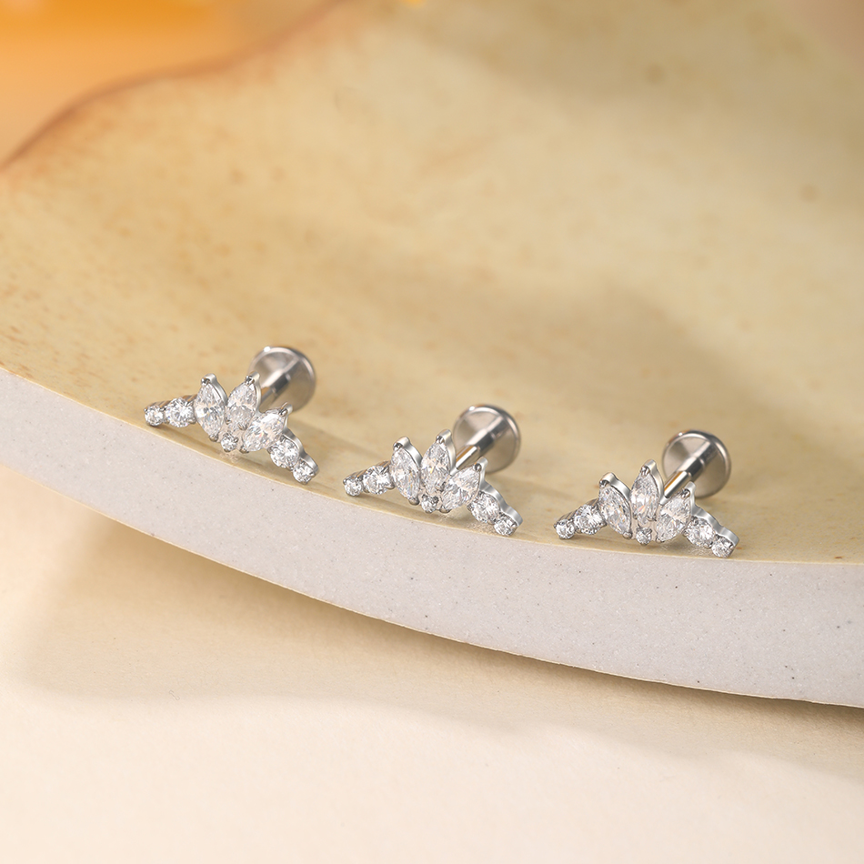 1/5Pcs G23 ไทเทเนียมหู Labret  - Cluster Stud Ear บทวิจารณ์และราคา