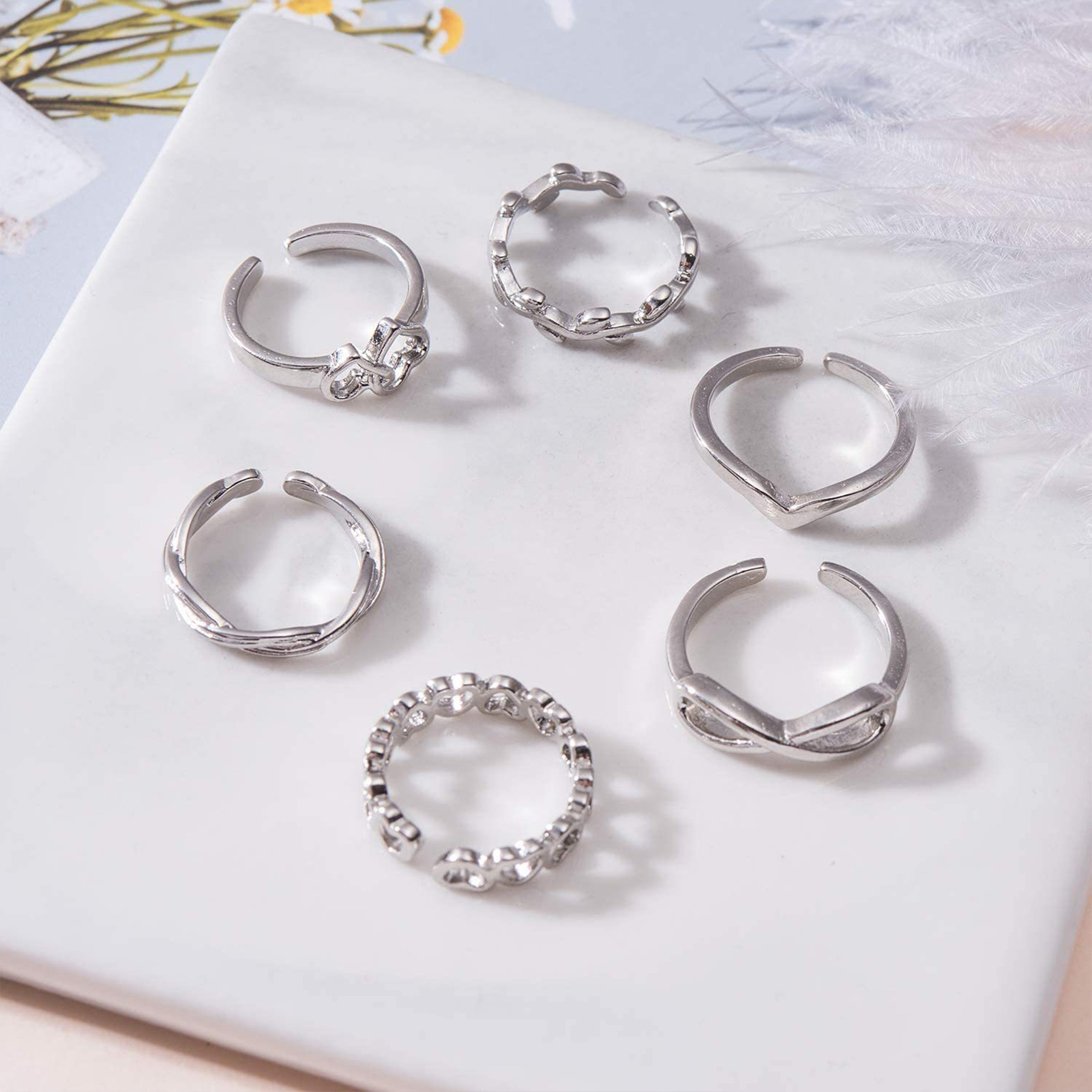 10/12Pcs Toe แหวนเปิดนิ้วเท้าแ - Body Jewelry Rings บทวิจารณ์และราคา