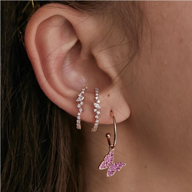 Sparking bling cz ต่างหูสตั๊ดค - Cluster Stud Ear บทวิจารณ์และราคา