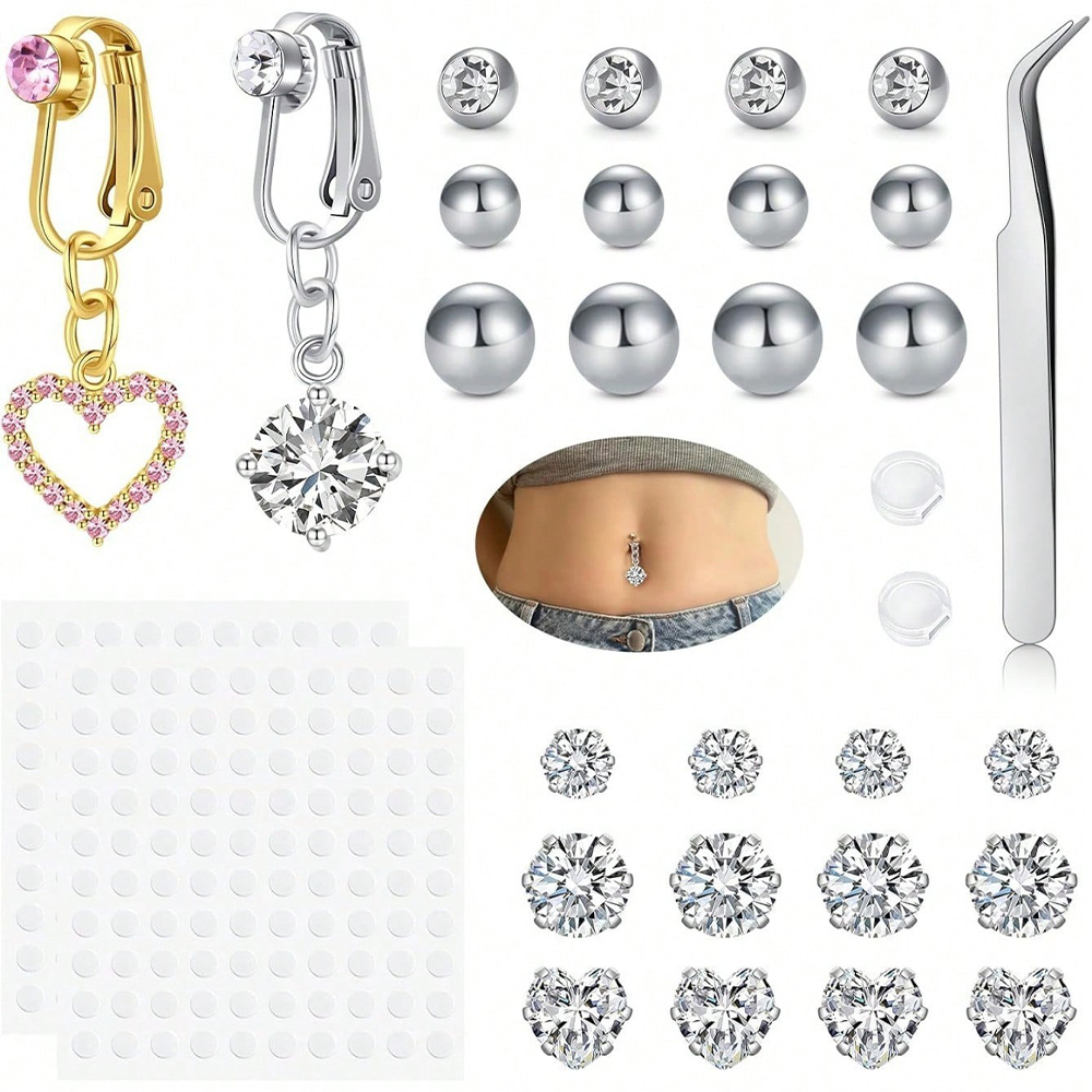 แหวนเจาะหน้าท้องปลอมสีทองรูปผี - Body Jewelry Rings บทวิจารณ์และราคา
