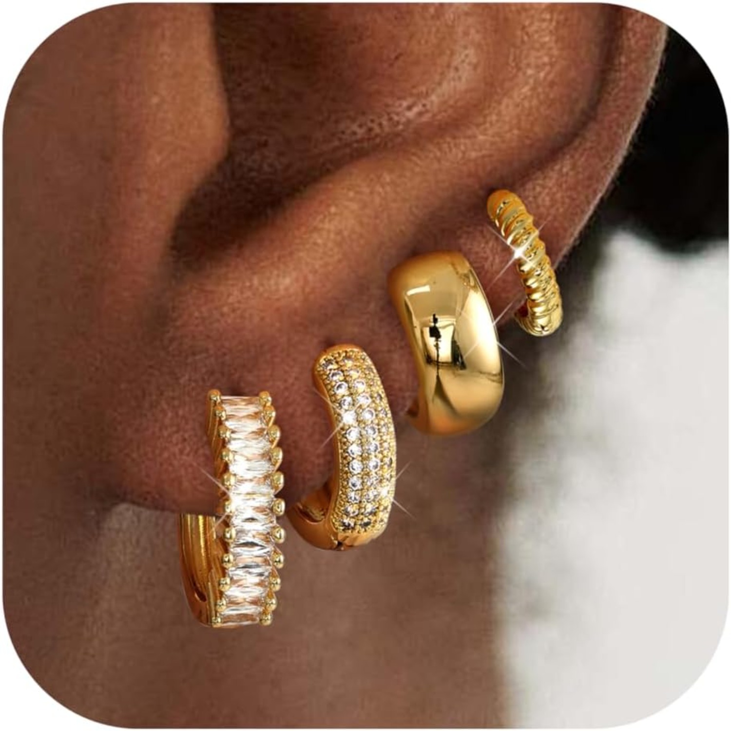 ORAZIO ต่างหูห่วงแบบหนา 4 คู่  - Body Jewelry Trend บทวิจารณ์และราคา