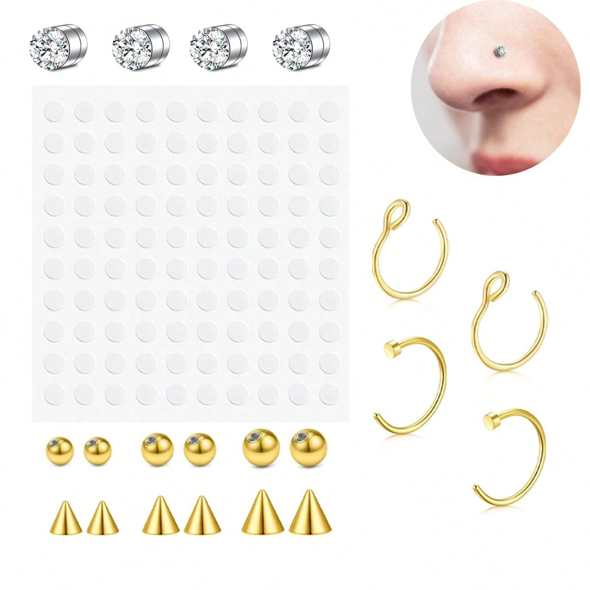 แหวนจมูกปลอม แหวนเจาะจมูกปลอมส - Body Jewelry Rings บทวิจารณ์และราคา