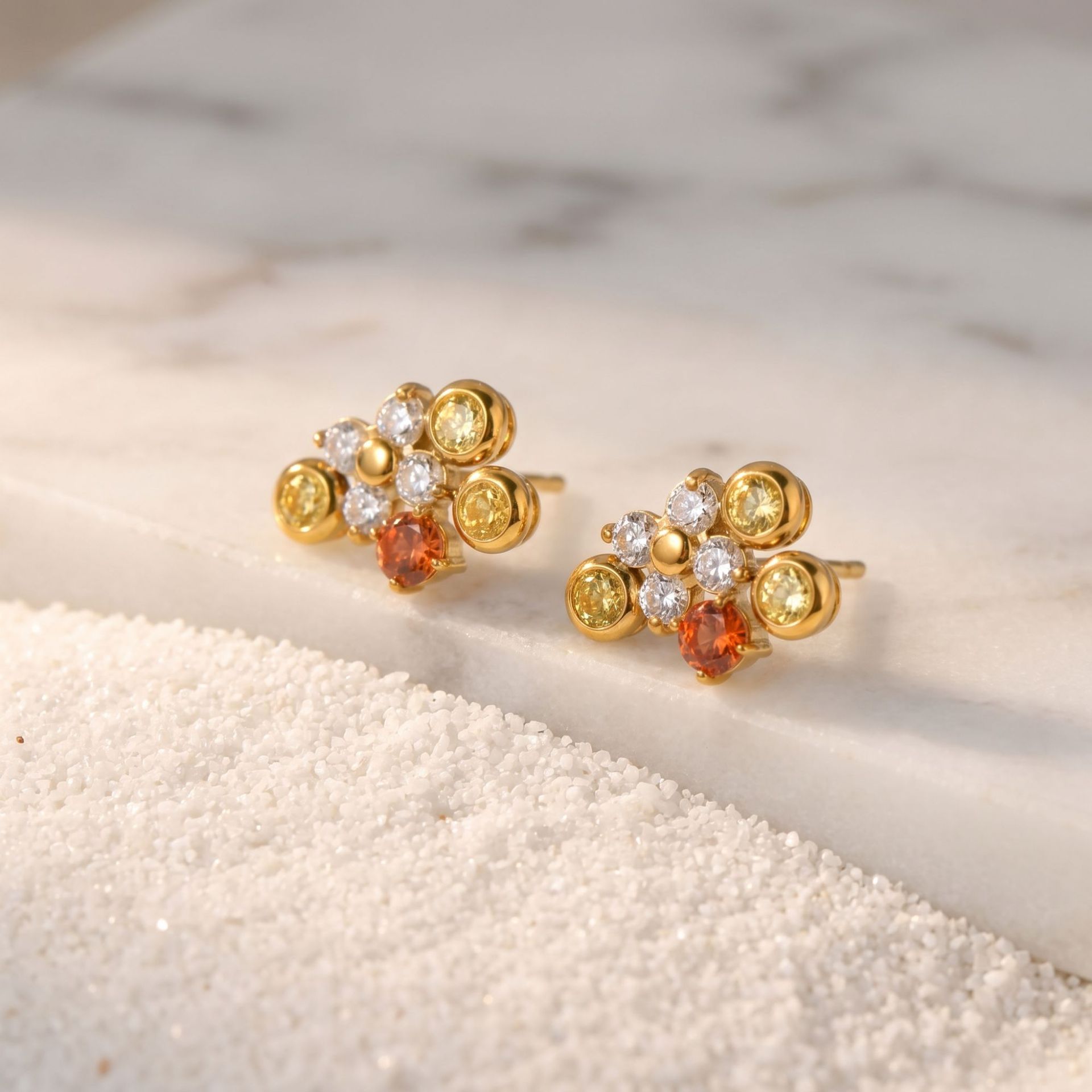 ต่างหูสแตนเลสประดับเซอร์คอนสำห - Cluster Stud Ear บทวิจารณ์และราคา