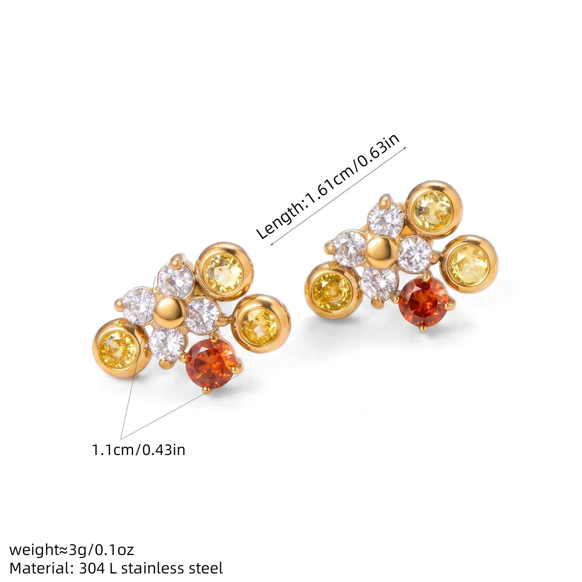 ต่างหูสแตนเลสประดับเซอร์คอนสำห - Cluster Stud Ear บทวิจารณ์และราคา