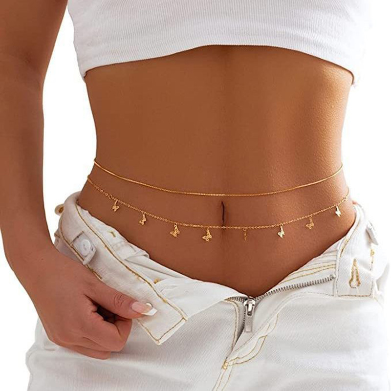 สร้อยลูกปัดสองชั้นแบบแฟชั่นแบบ - Body Jewelry Waist Chains บทวิจารณ์และราคา