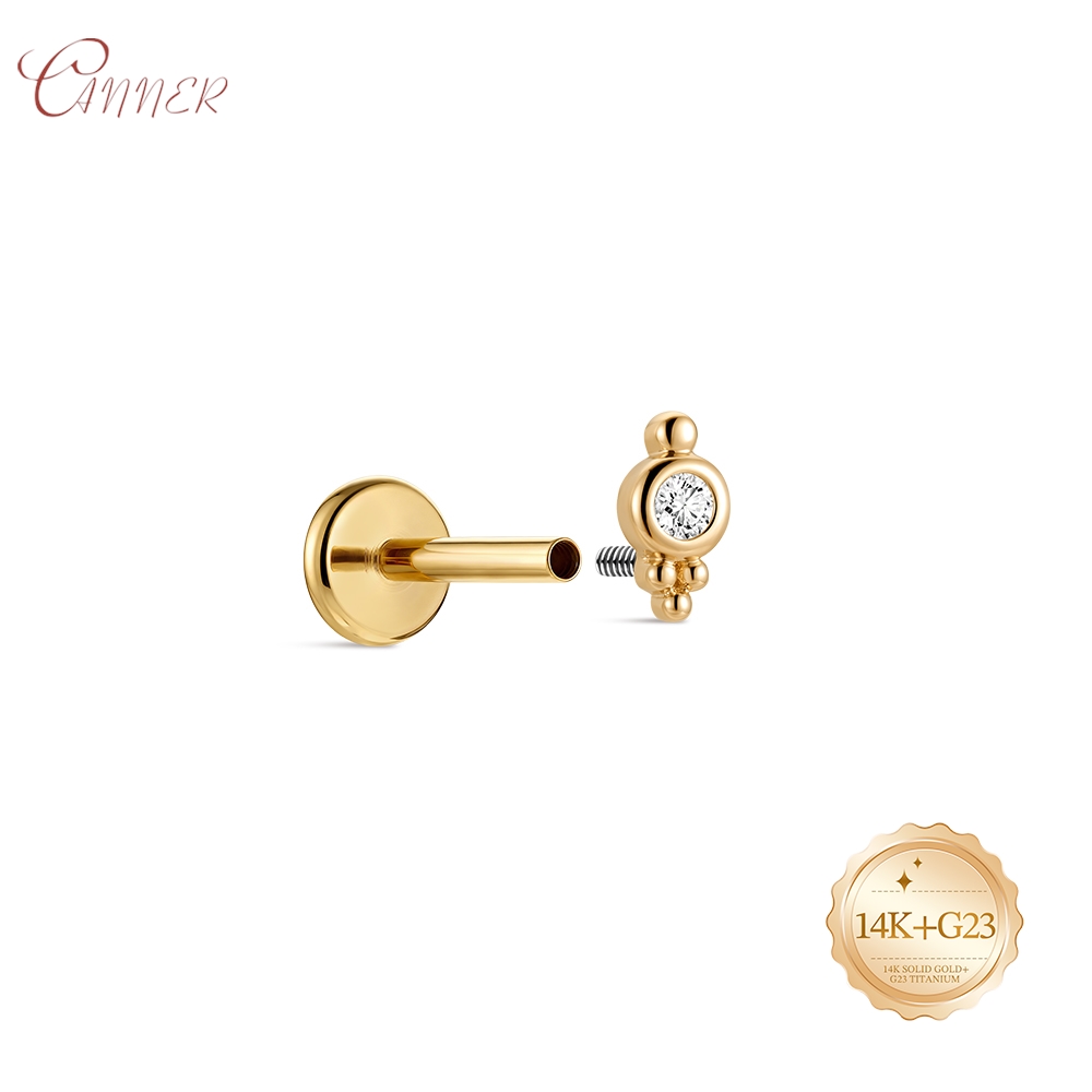 ต่างหูทองคำแท้ 14K แบบเกลียวใน - Cluster Stud Ear บทวิจารณ์และราคา