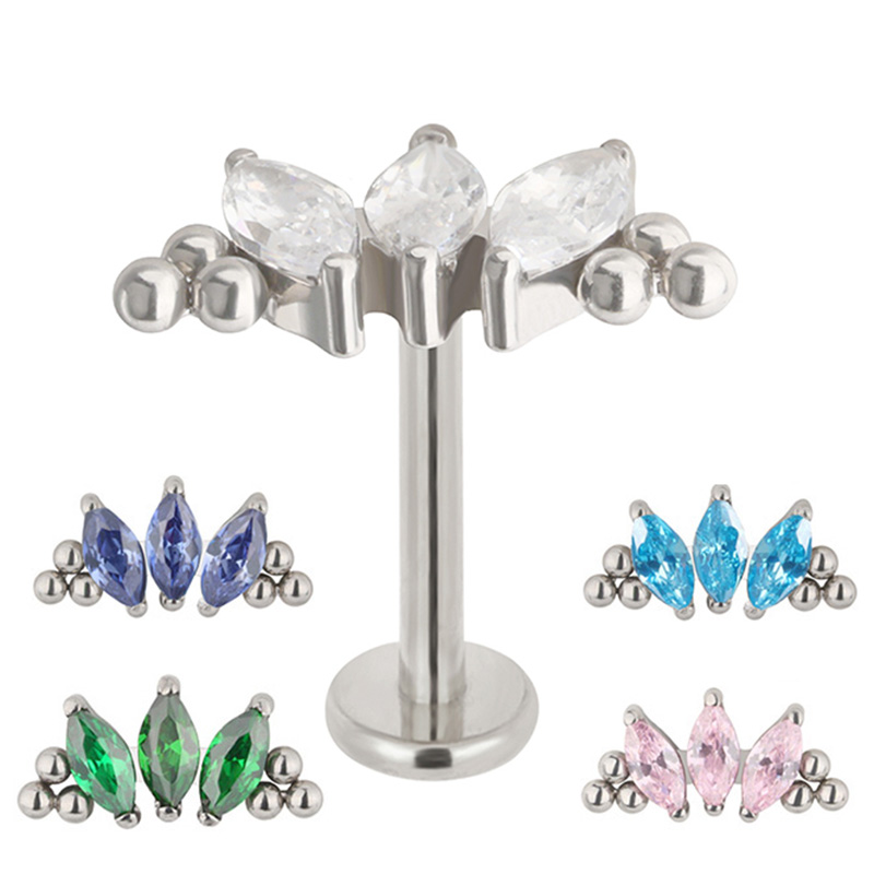 ASTM F136ไทเทเนียม PIERC 3 CZ  - Cluster Stud Ear บทวิจารณ์และราคา