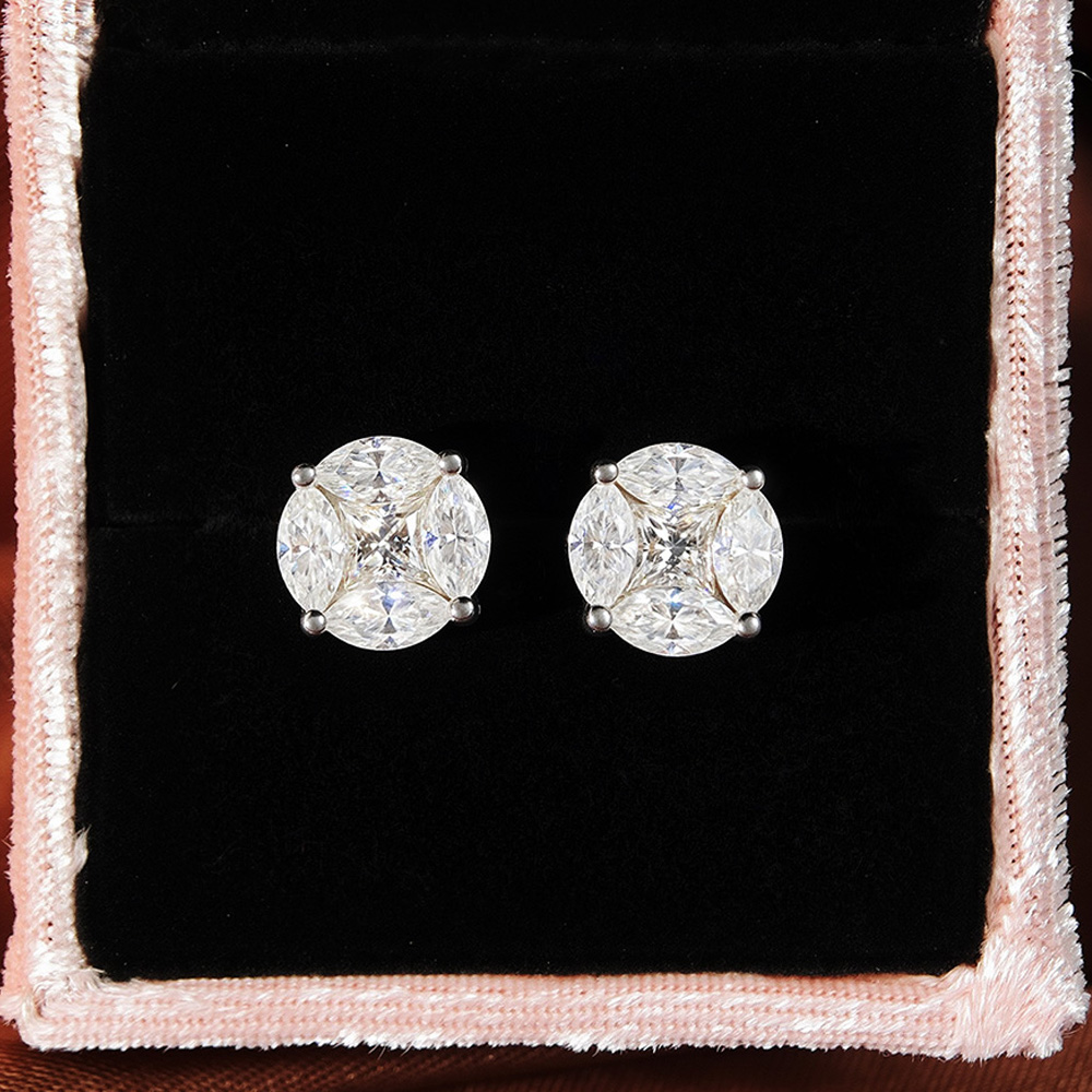 ต่างหูโมอิสซาไนต์ทรงคลัสเตอร์  - Cluster Stud Ear บทวิจารณ์และราคา