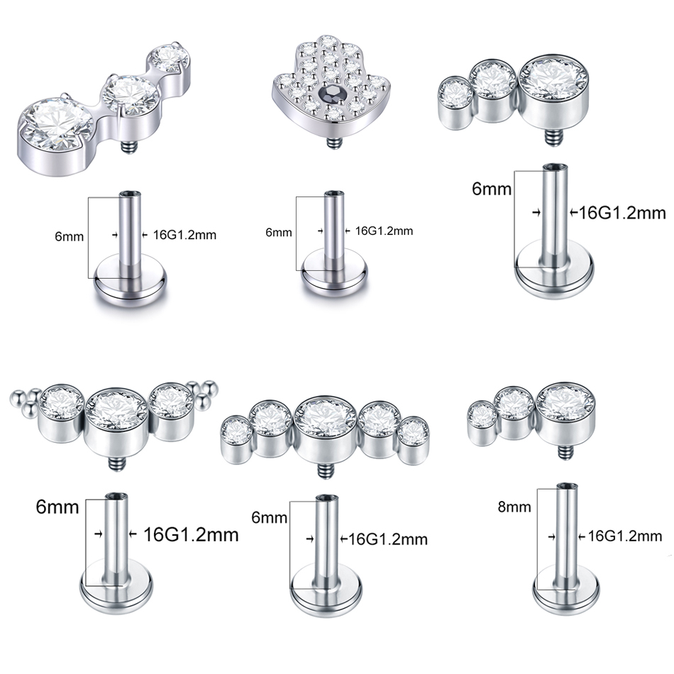 1PC G23 Titanium 16G CZ Gem La - Cluster Stud Ear บทวิจารณ์และราคา